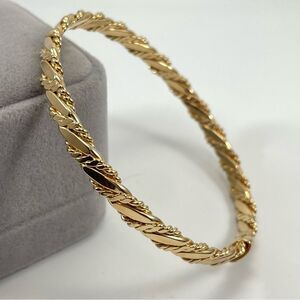 Vintage Avon Spiral Twist Rope Gold Tone Bangle Bracelet Estate Find Cocktail 8”